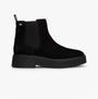 Tommy Hilfiger MINIMAL SUEDE Womens Chelsea Boots Black side view showcasing suede upper and block heel.