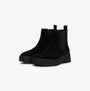 Tommy Hilfiger MINIMAL SUEDE Womens Chelsea Boots Black side view showcasing suede upper and block heel.