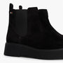 Tommy Hilfiger MINIMAL SUEDE Womens Chelsea Boots Black side view showcasing suede upper and block heel.