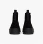 Tommy Hilfiger MINIMAL SUEDE Womens Chelsea Boots Black rear view showcasing block heel and elasticated side panel.