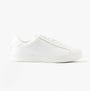 Tommy Hilfiger ESSENTIAL COURT Womens Trainers White side view showcasing casual leather design and lace-up closure.