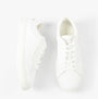 Tommy Hilfiger ESSENTIAL COURT Womens Trainers White top view showing lace-up closure and leather upper.