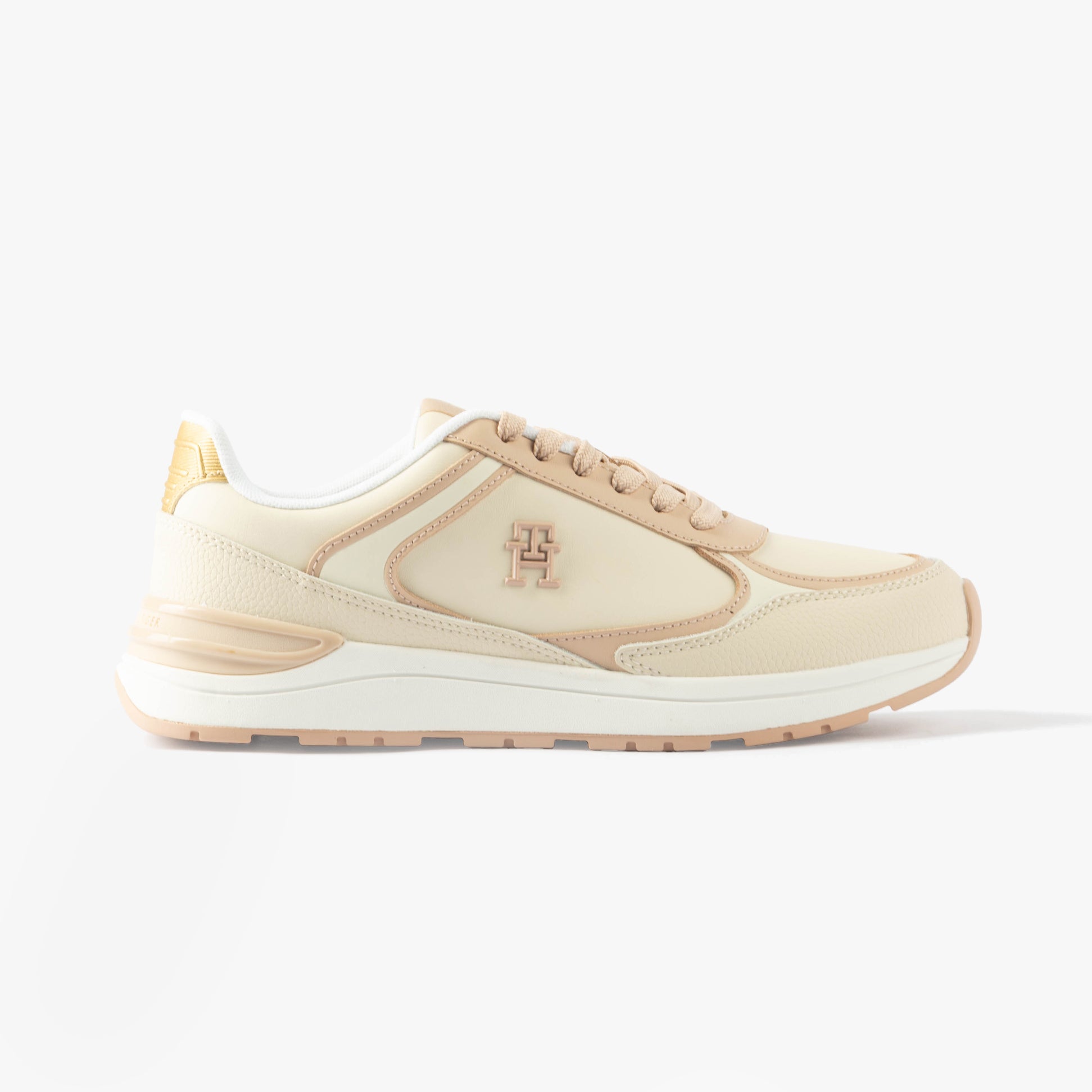 Tommy Hilfiger CASUAL FASHION RUNNER Womens Trainers Misty Blush side view featuring soft leather and suede materials.
