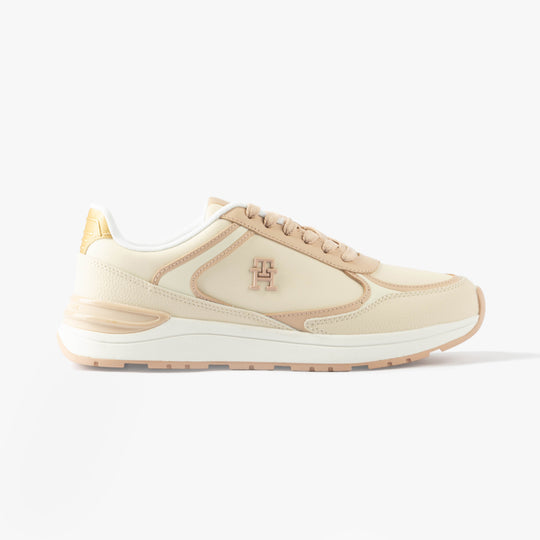 Tommy Hilfiger CASUAL FASHION RUNNER Womens Trainers Misty Blush side view featuring soft leather and suede materials.