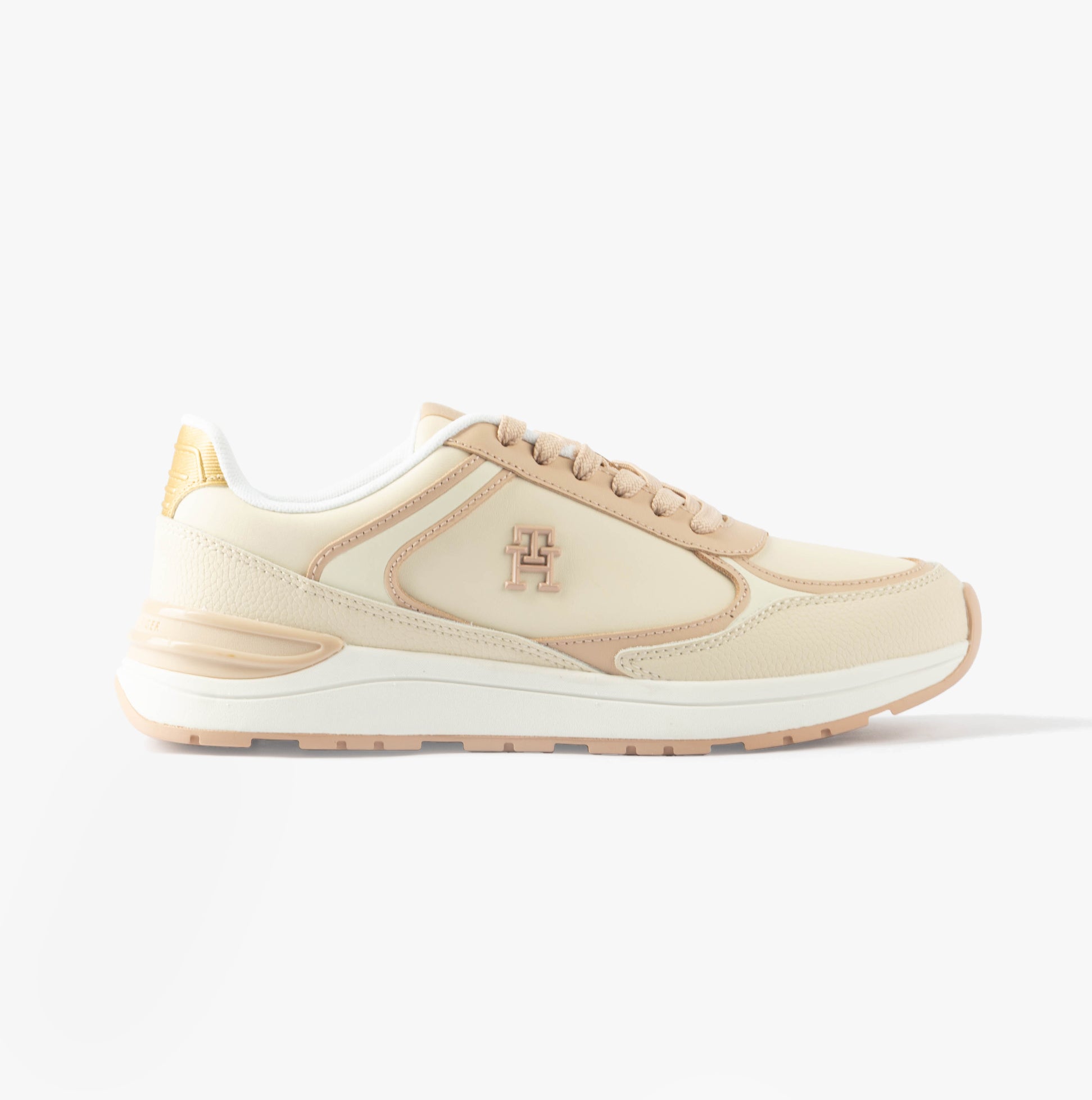 Tommy Hilfiger CASUAL FASHION RUNNER Womens Trainers Misty Blush side view featuring soft leather and suede materials.