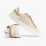 Tommy Hilfiger TH MONOGRAM Trainer Womens Trainers Muslin/Claystone side view and angled perspective on white background.