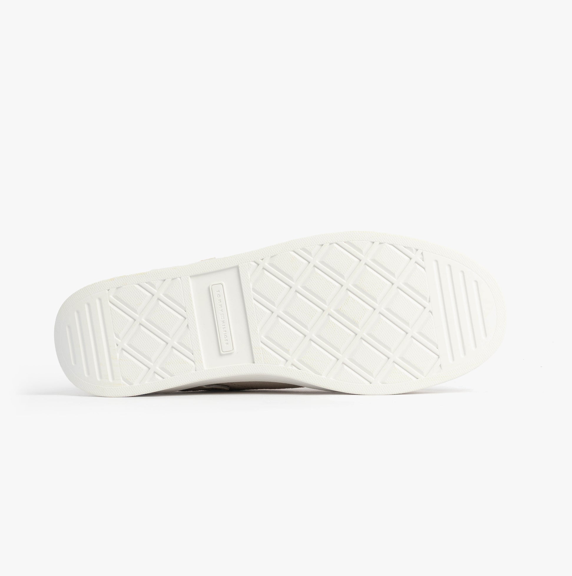 Tommy Hilfiger TH MONOGRAM Trainer Womens Trainers Muslin/Claystone sole view showing rubber sole design.
