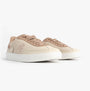 Tommy Hilfiger TH MONOGRAM Trainer Womens Trainers Muslin/Claystone side view with lace-up closure and round toe.
