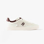 Tommy Hilfiger TH HERITAGE SNEAKER Womens Trainers White/Burgundy Velvet side view showcasing casual leather design.