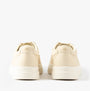 Tommy Hilfiger MODERN COURT SNEAKER Womens Muslin rear view of low top casual trainers in cream leather.