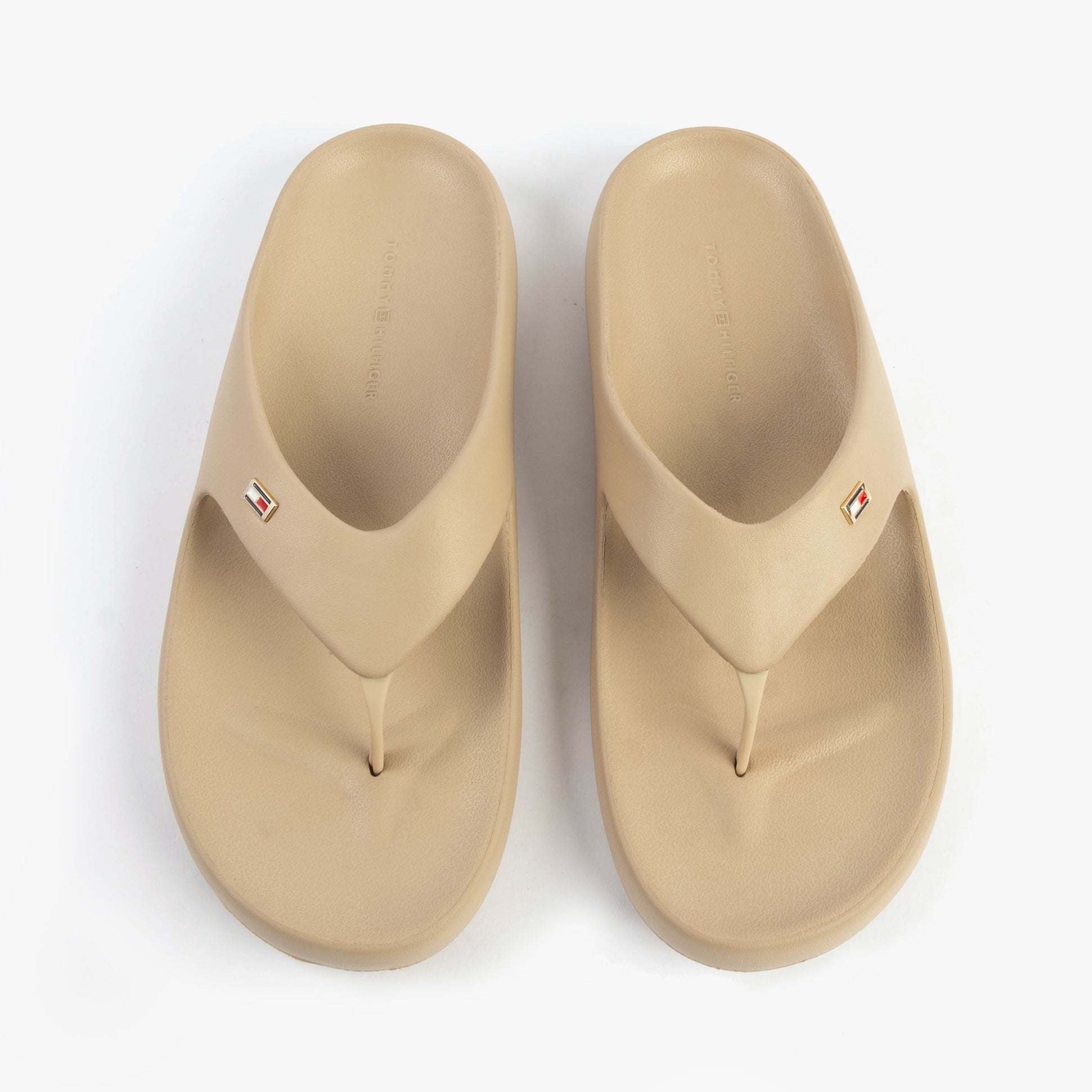 Tommy Hilfiger ENAMEL FLAG CONTOURED Womens Sandals Horseradish top view showcasing lightweight EVA design.