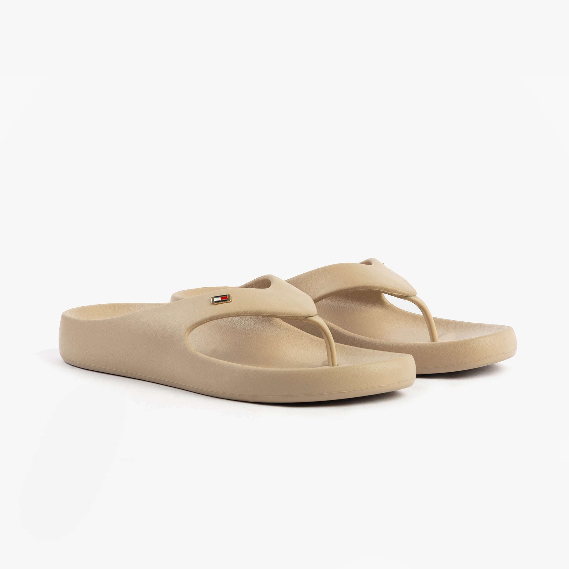 Tommy Hilfiger ENAMEL FLAG CONTOURED Womens Sandals Horseradish side view showcasing lightweight EVA material.