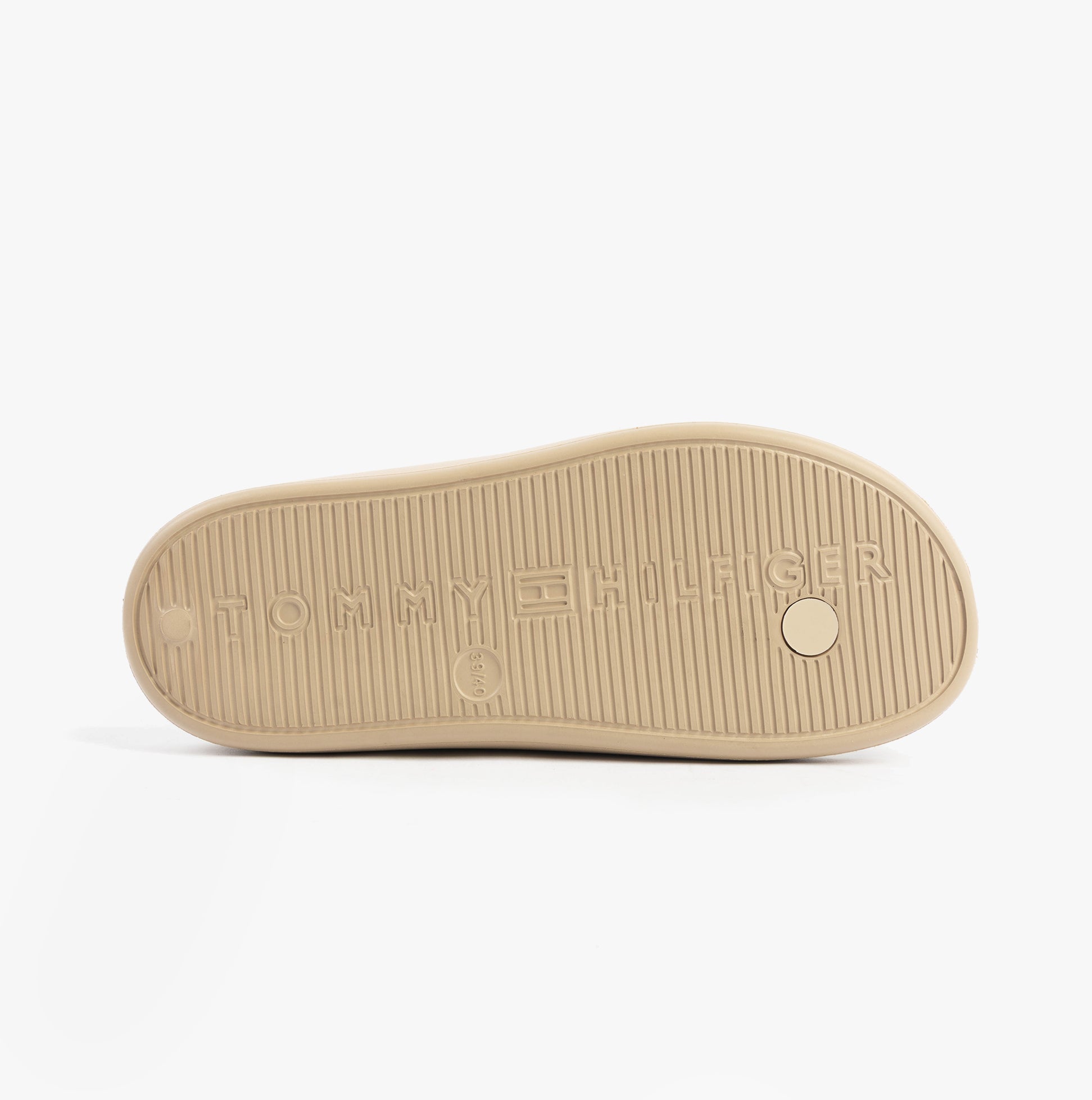 Tommy Hilfiger ENAMEL FLAG CONTOURED Womens Sandals Horseradish bottom view with logo detail.