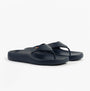 Tommy Hilfiger ENAMEL FLAG CONTOURED Womens Sandals Space Blue side view showcasing lightweight, slip-on design with EVA material.