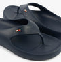 Tommy Hilfiger ENAMEL FLAG CONTOURED Womens Sandals Space Blue detail view with logo and textured material.