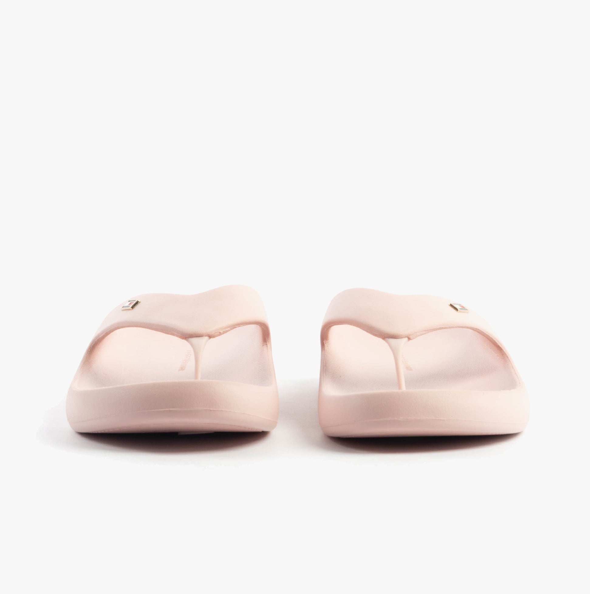 Tommy Hilfiger ENAMEL FLAG CONTOURED Womens Sandals Foggy Pink front view, lightweight EVA material and slip-on design.