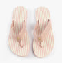 Tommy Hilfiger STRIPES LOGO Womens Flip-Flops Foggy Pink top view with striped pattern and logo detail.