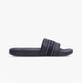 Tommy Hilfiger POOLSIDE Logo Webbing Sliders Navy side view showcasing logo strap and slip-on design.