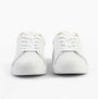 Tommy Hilfiger CHIC COURT SNEAKER Womens Trainers White front view featuring lace-up closure and leather upper.