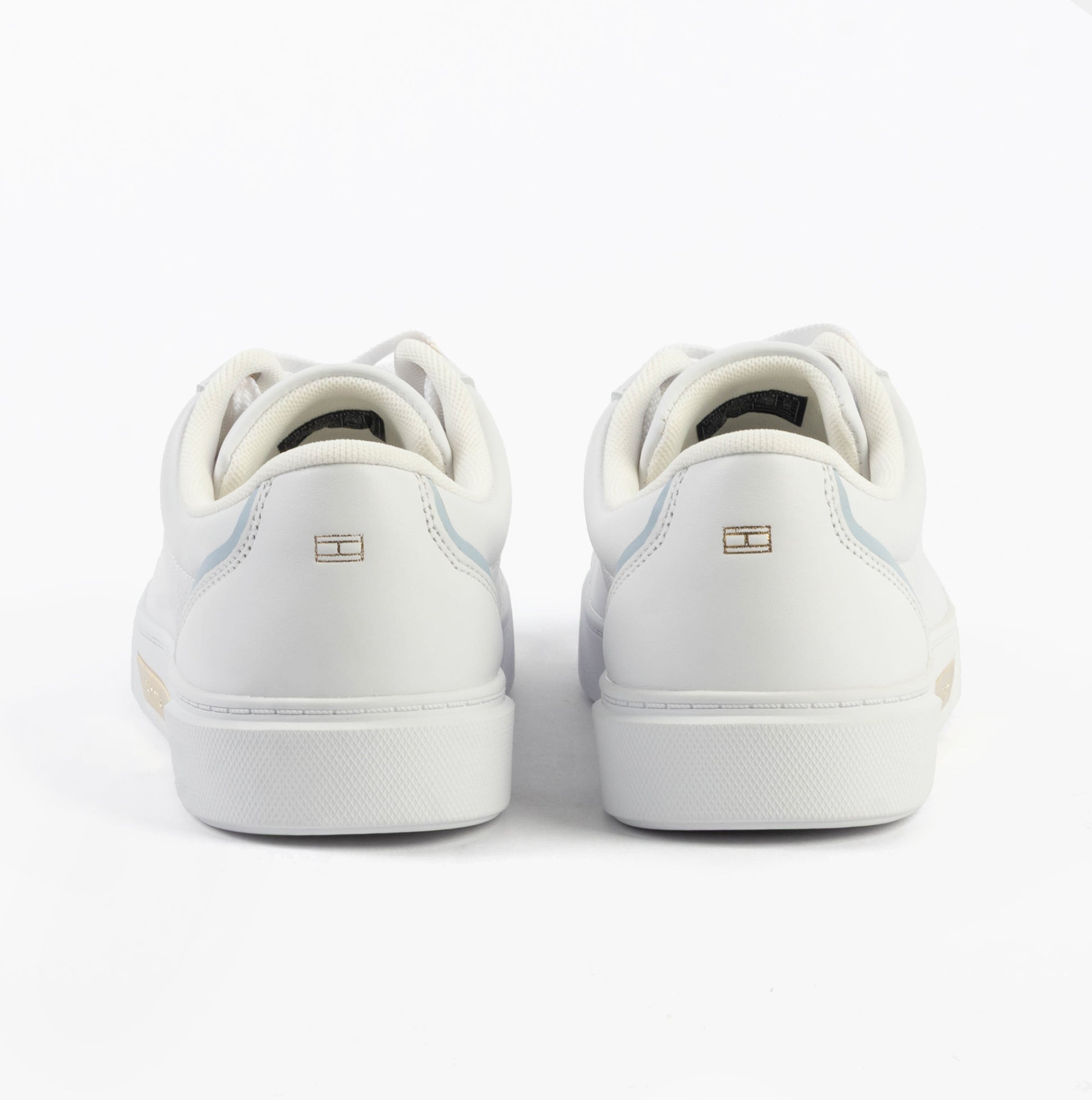 Tommy Hilfiger CHIC COURT SNEAKER Womens Trainers White back view with logo and low-top design.