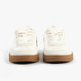 Tommy Hilfiger TH HERITAGE SNEAKER Womens Ancient White rear view showcasing lace-up design and rubber sole.