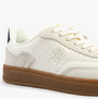 Tommy Hilfiger TH HERITAGE SNEAKER Womens Ancient White side view showing leather upper and lace-up design.