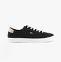 Tommy Hilfiger CANVAS METALLIC HEEL Womens Trainers Black side view showing canvas upper and metallic heel.