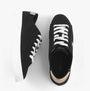 Tommy Hilfiger CANVAS METALLIC HEEL Womens Trainers Black, top view of stylish black trainers with lace-up design and metallic heel detail.