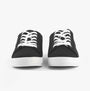 Tommy Hilfiger CANVAS METALLIC HEEL Womens Trainers Black front view showing lace-up closure and round toe design.