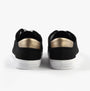 Tommy Hilfiger CANVAS METALLIC HEEL Womens Trainers Black back view featuring black canvas and metallic heel detail.