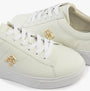 Tommy Hilfiger PLATFORM COURT Womens Trainers White detail view with logo, white leather upper and lace-up design.