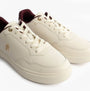 Tommy Hilfiger ELEVATED COURT SNEAK Womens Court Trainers Trainers Ancient White side view showcasing leather upper and lace-up closure.