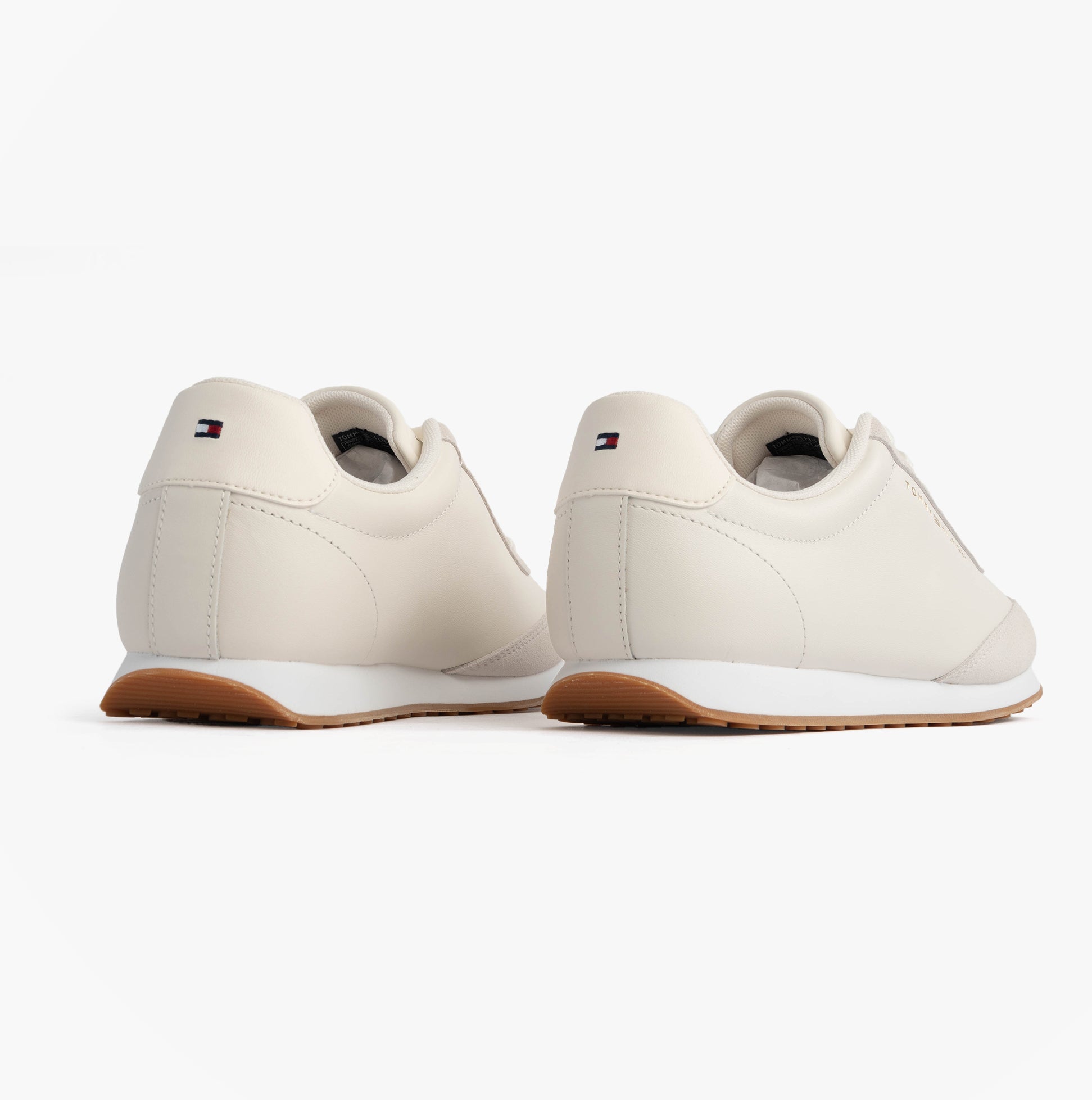 Tommy Hilfiger HERITAGE FASHION RUN Womens Trainers Ancient White rear view showing sleek design and low top style.