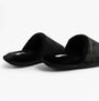 Tommy Hilfiger TH SOFT HOUSE SHOE Womens Slippers Black side view with soft textile upper and slip-on design.