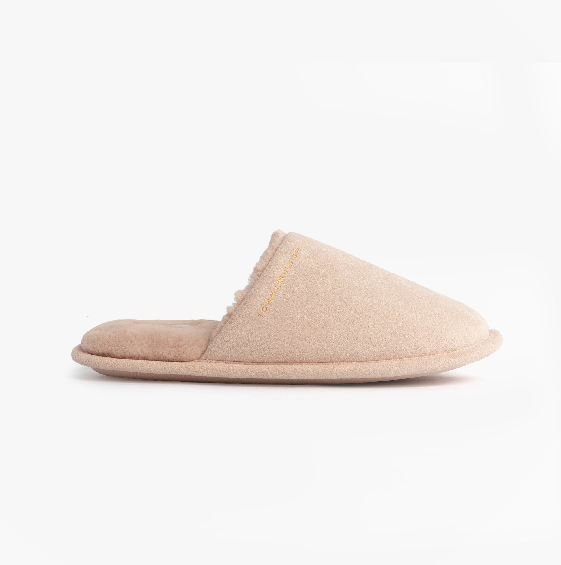 Tommy Hilfiger TH SOFT HOUSE SHOE Womens Slippers Misty Bluesh side view showing soft textile upper and flat sole.