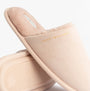 Tommy Hilfiger TH SOFT HOUSE SHOE Womens Slippers Misty Bluesh detail view of plush mules in light color with logo.