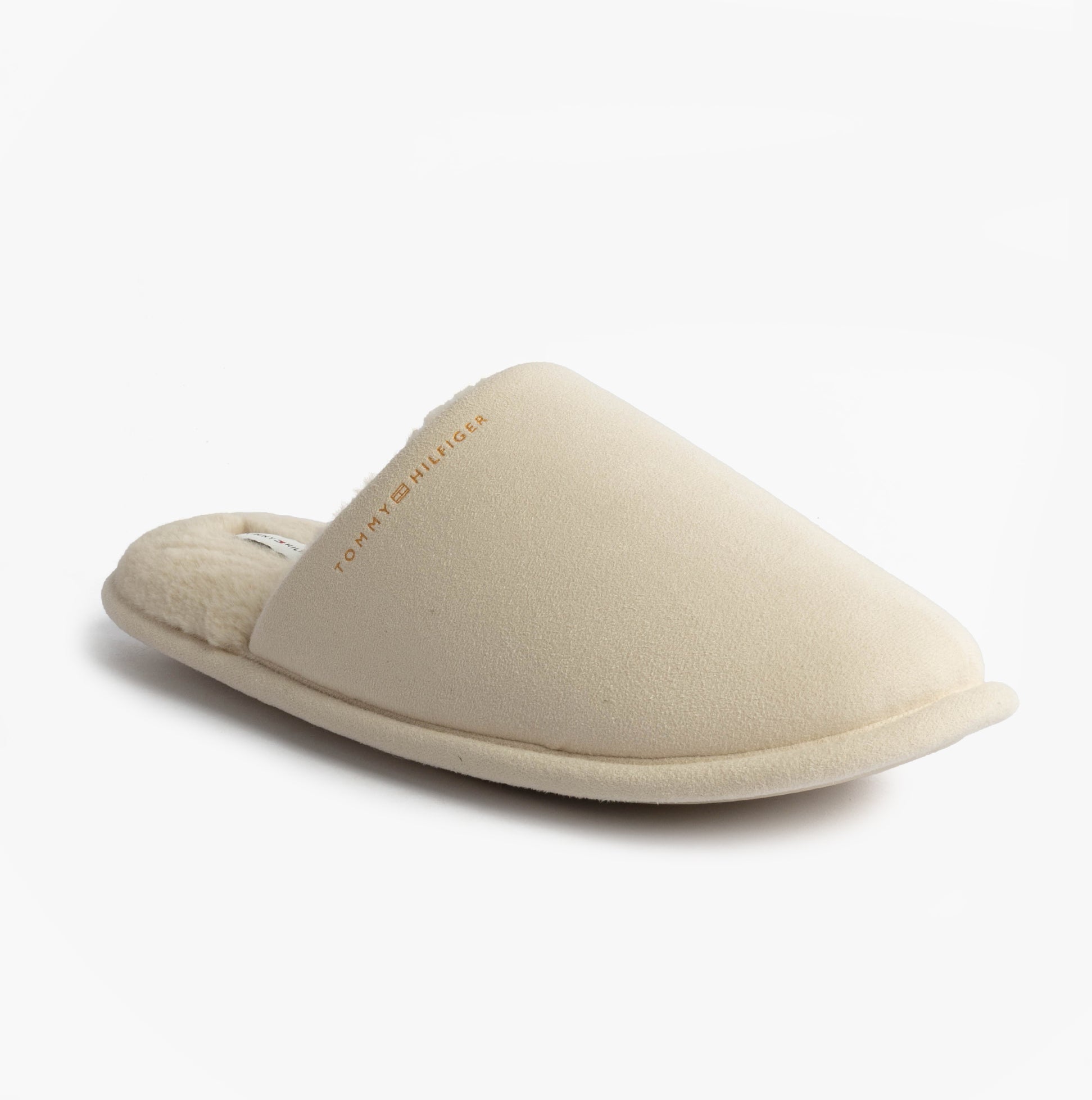 Tommy Hilfiger TH SOFT HOUSE SHOE Womens Slippers Ancient White side view of slippers with soft upper material