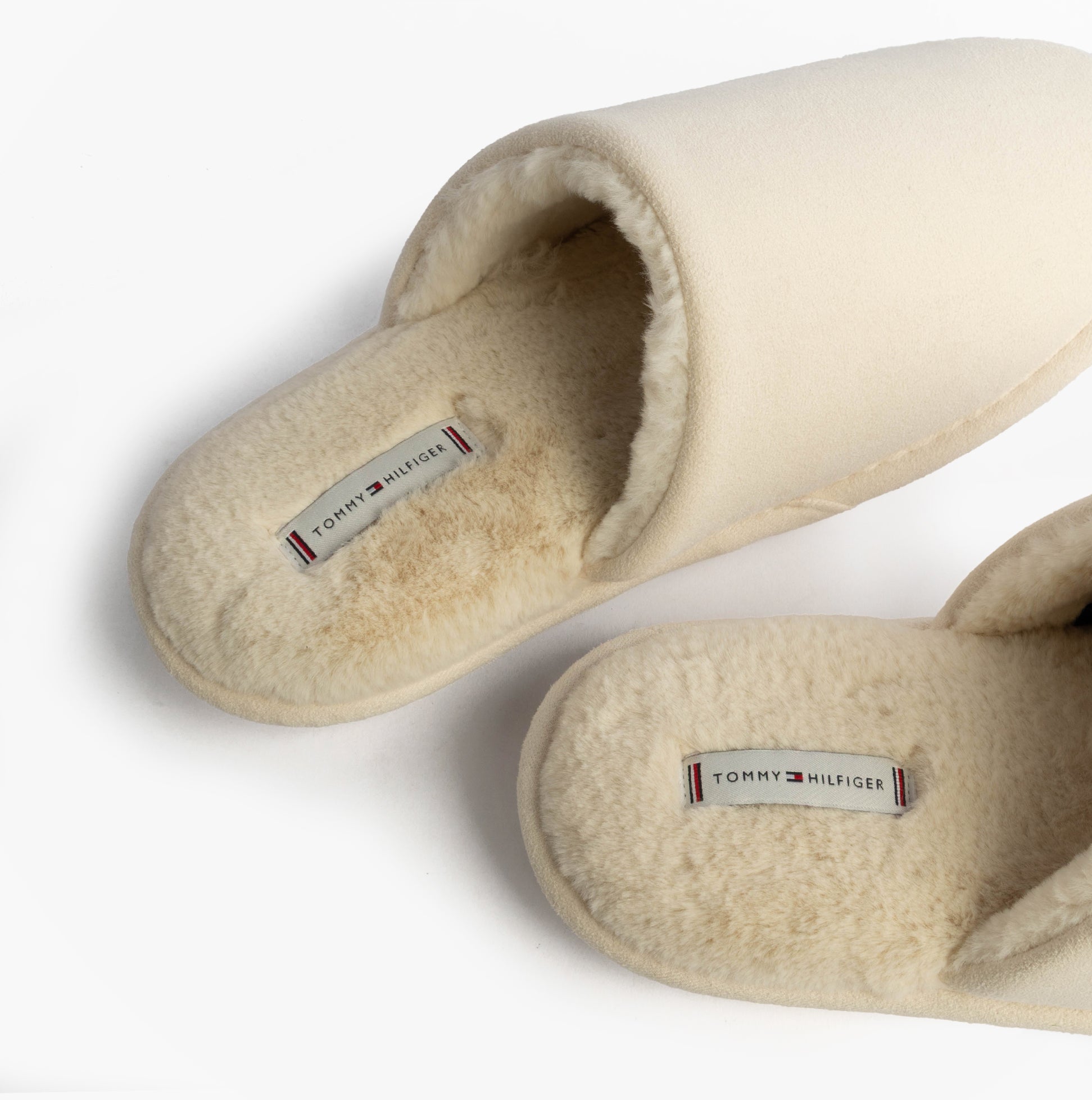 Tommy Hilfiger TH SOFT HOUSE SHOE Womens Slippers Ancient White top view showing soft textile lining and slip-on design.