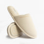 Tommy Hilfiger TH SOFT HOUSE SHOE Womens Slippers Ancient White, side view showcasing soft textile mules with flat sole.