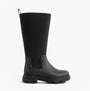 Tommy Hilfiger FLAG LONG RAINBOOT Womens Boots Black side view, stylish waterproof rubber wellingtons.