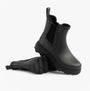 Tommy Hilfiger ANKLE RAINBOOT Womens Boots Black side view showcasing the durable rubber material and elasticated side panels.