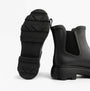Tommy Hilfiger ANKLE RAINBOOT Womens Boots Black rear view showcasing rubber sole and elasticated side panel.