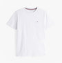 Tommy Hilfiger PURE COTTON Mens T-Shirt & Shorts Pyjama Set White / Grid Plaid front view of white crew neck t-shirt.