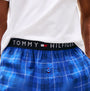 Tommy Hilfiger PURE COTTON Mens T-Shirt & Shorts Pyjama Set White / Grid Plaid close-up view of plaid shorts waistband.