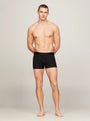 Tommy Hilfiger EVERYDAY LUXE Mens 3 -Pack Trunks Black front view on model showcasing the elasticated waistband.