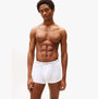 Tommy Hilfiger 3 Pack Trunk Mens White front view on model, showing fit and design with signature waistband.