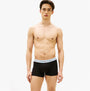 Tommy Hilfiger Mens 3 Pack Signature Repeat Logo Waistband Trunks black front view model wearing trunks