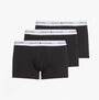 Tommy Hilfiger 3 Pack Mens Colour-Blocked Logo Trunks Black front view showing trunks with logo waistband.