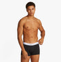 Tommy Hilfiger 3 Pack Mens Colour-Blocked Logo Trunks Black front view model wearing black trunks with white waistband