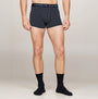 Tommy Hilfiger ORIGINAL Mens Trunk & Sock Gift Set Navy front view featuring printed trunks and matching black socks.